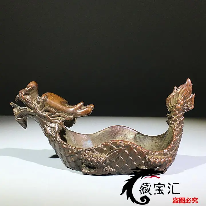 Rural back-scouring secondhand goods authentic pure copper bronze dragon boat ashtray bronze home collection