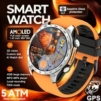 2025New GPS incorporado sin conexión posición del mapa reloj inteligente hombres 4GB de memoria 5ATM impermeable MP3/4 brújula BT llamada natación pulseras deportivas