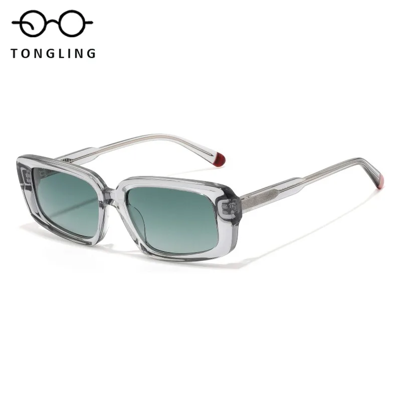 New Top-Level Fashion Women Handcrafted High-Quality Acetate Premium Gradient Men Square-Framed UV400 Outdoor Driving Sunglasses
