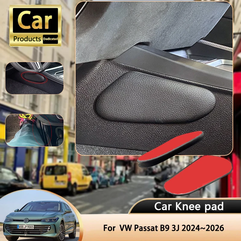 

For Volkswagen VW Passat B9 3J 2024~2026 2025 Car Leg Knee Pad PU Lether Center Control Rest Cushions Thigh Support Cushion Auto