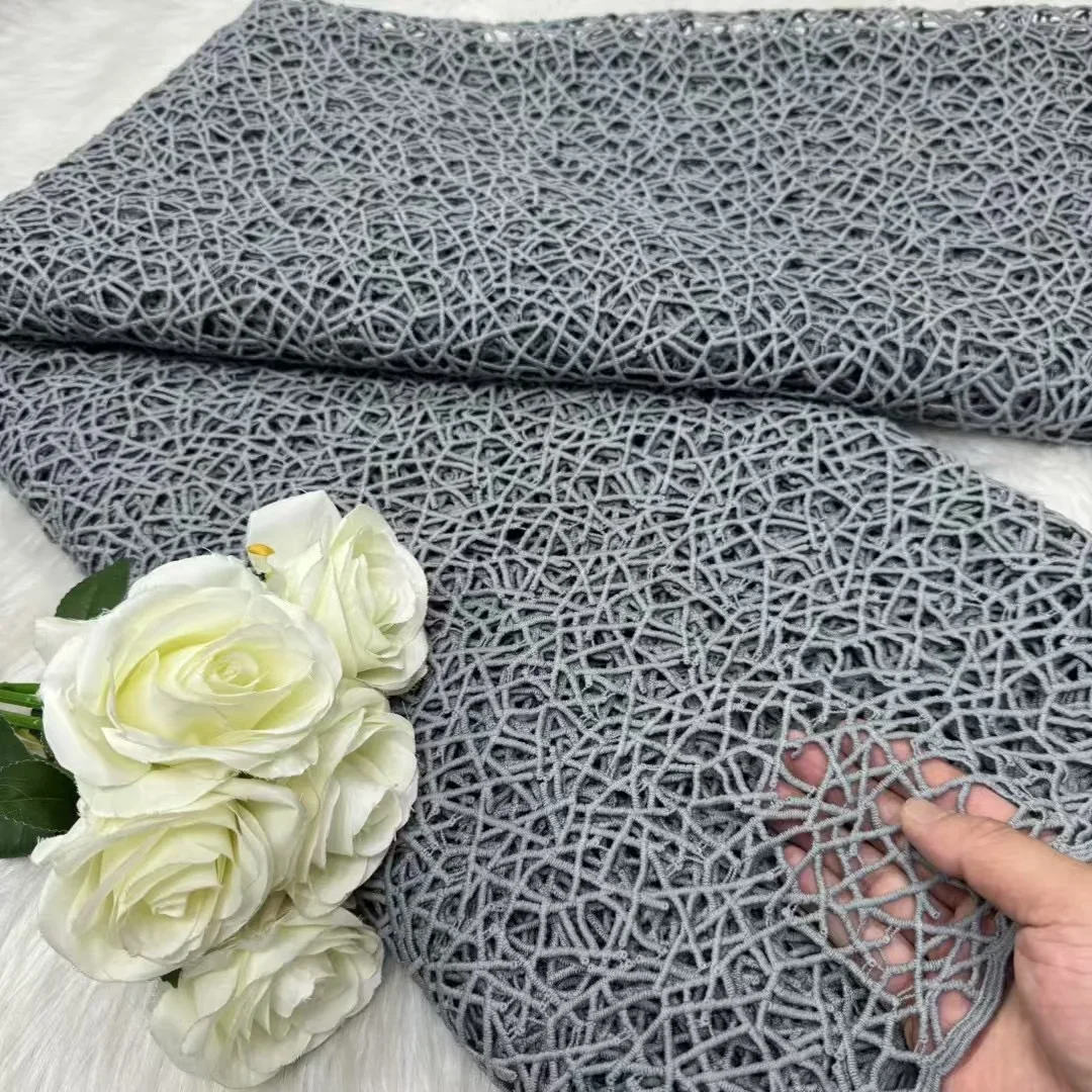 أقمشة الدانتيل الأفريقية القابلة للذوبان في الماء النيجيري جبر الحبل أقمشة الدانتيل المطرزة للنساء الخياطة فساتين الزفاف