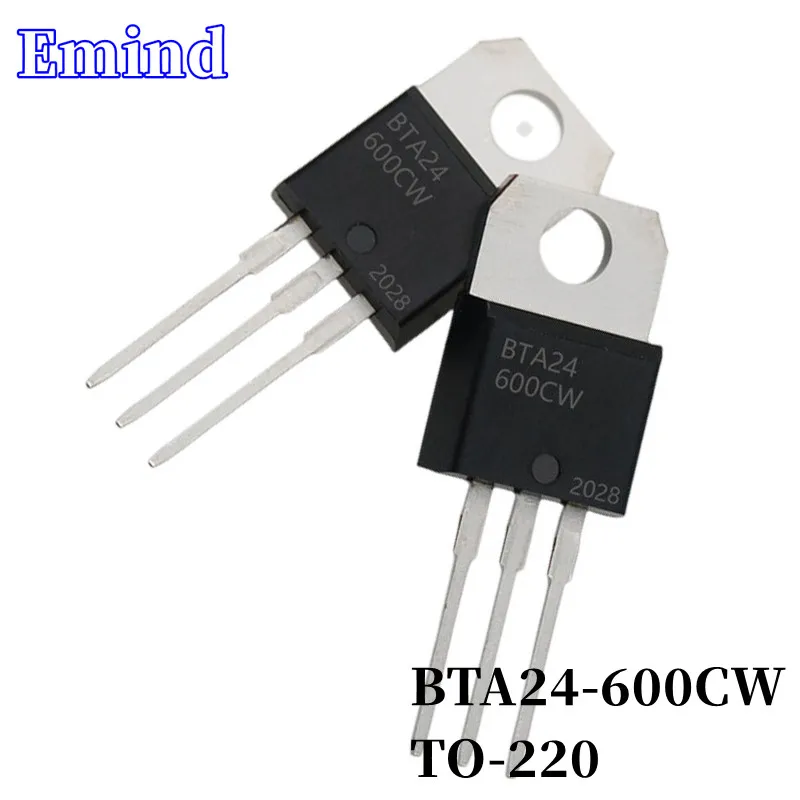 20/50/100/200/500Pcs BTA24-600CW BTA24 Triac 24A/600V TO-220 DIP Thyristor Large Chip