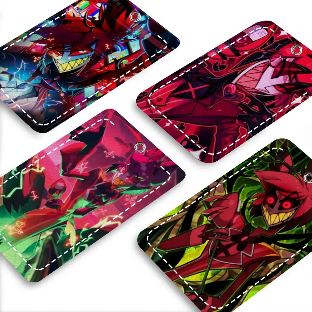

Чехол для карт Anime H-Hazbin H-Hotel, подходит для кредитных карт, проездных билетов, прямоугольный брелок из мягкой кожи, защитный чехол для ключей