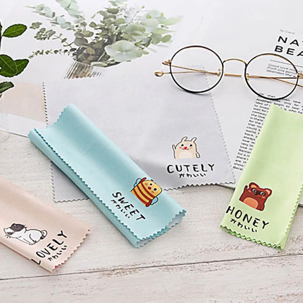 Eyeglass Cartoon Pattern Microfiber Wipes Cleaner Lens Cloth Cleaning Cloth