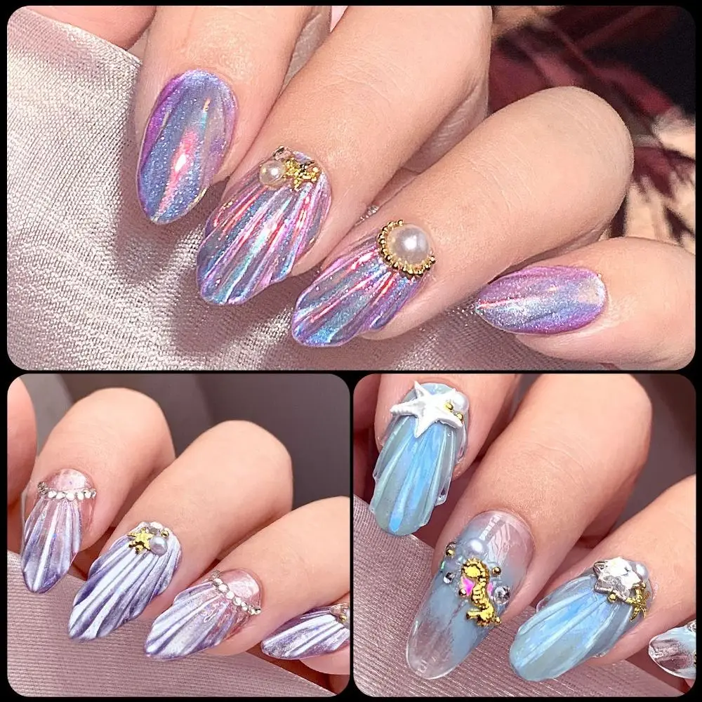 120/140 قطعة جديد ثلاثية الأبعاد قذيفة شكل الأظافر كاذبة اضغط على الاكريليك المتوسطة هلام الأظافر كاذبة غطاء كامل مسمار نصائح صالون المنزل DIY بها بنفسك