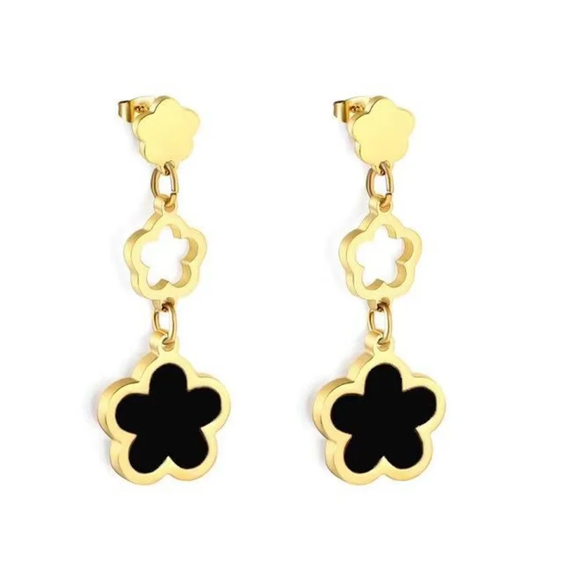 Trendy Stainless Steel White Shell Plum Flower Bohemia Party Earrings For Women Original Design Jewelry kolczyki
