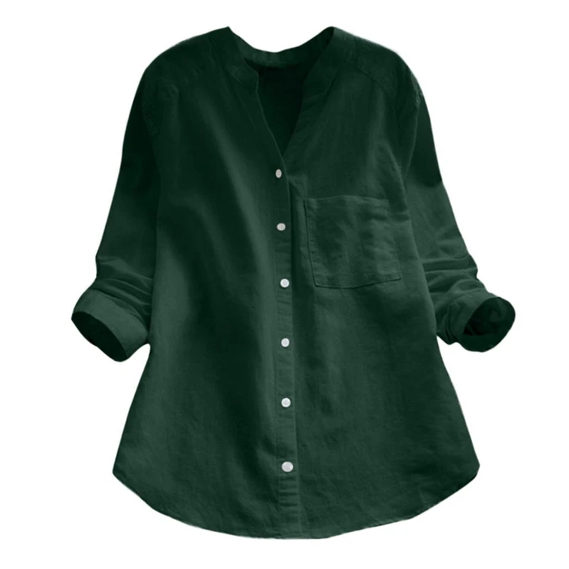 Ladies Casual Standup Collar Long irt Cleanfit Sle Button Detail Polyester Fabric Regular Sve Women's Top