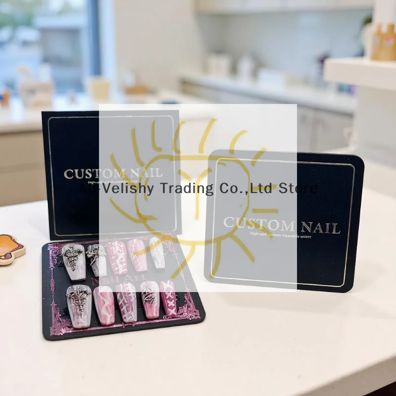 Cartes en carton à pression sur le fond des ongles, sac d'emballage carré pour affichage de Nail Art, accessoires Photo, carte de faux ongles, outils de manucure