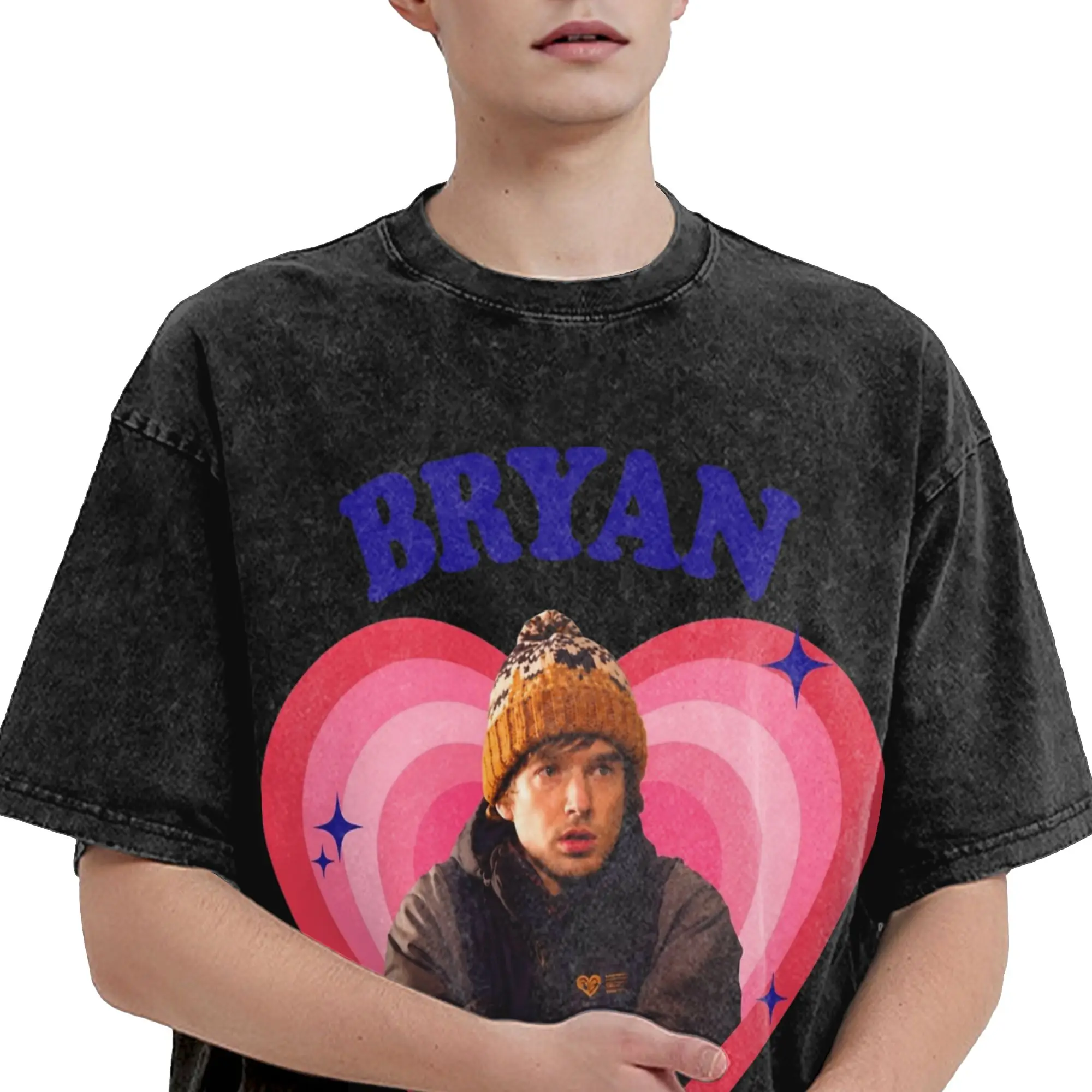 Bryan RE Austin Abrams Merch Washed T Shirt for Men Women Streetwear Hip Hop T-Shirts Printed  Tee Shirt Short Sleeve