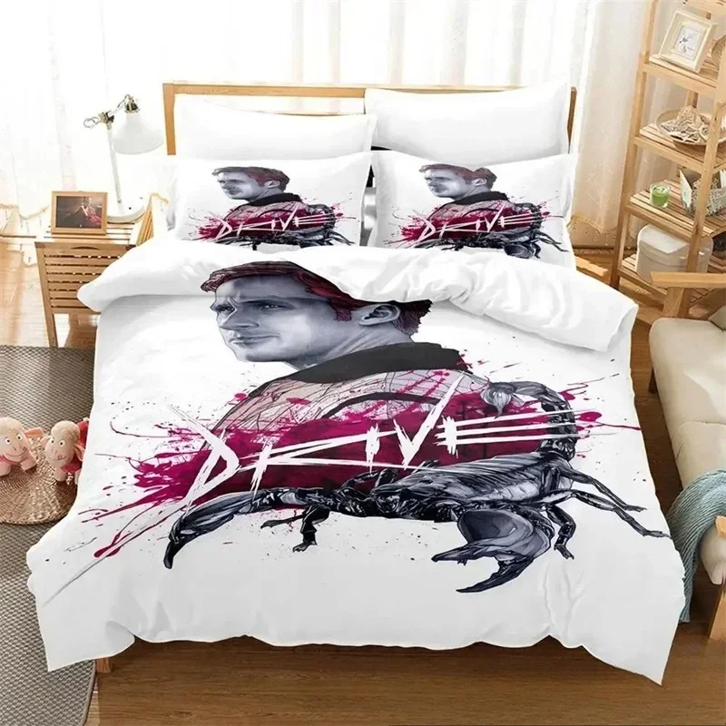 

3D Print Drive Ryan Gosling Bedding Set,Duvet Cover Comforter Bed Set Quilt Cover Pillowcase,King Queen Twin Size Boys Girls