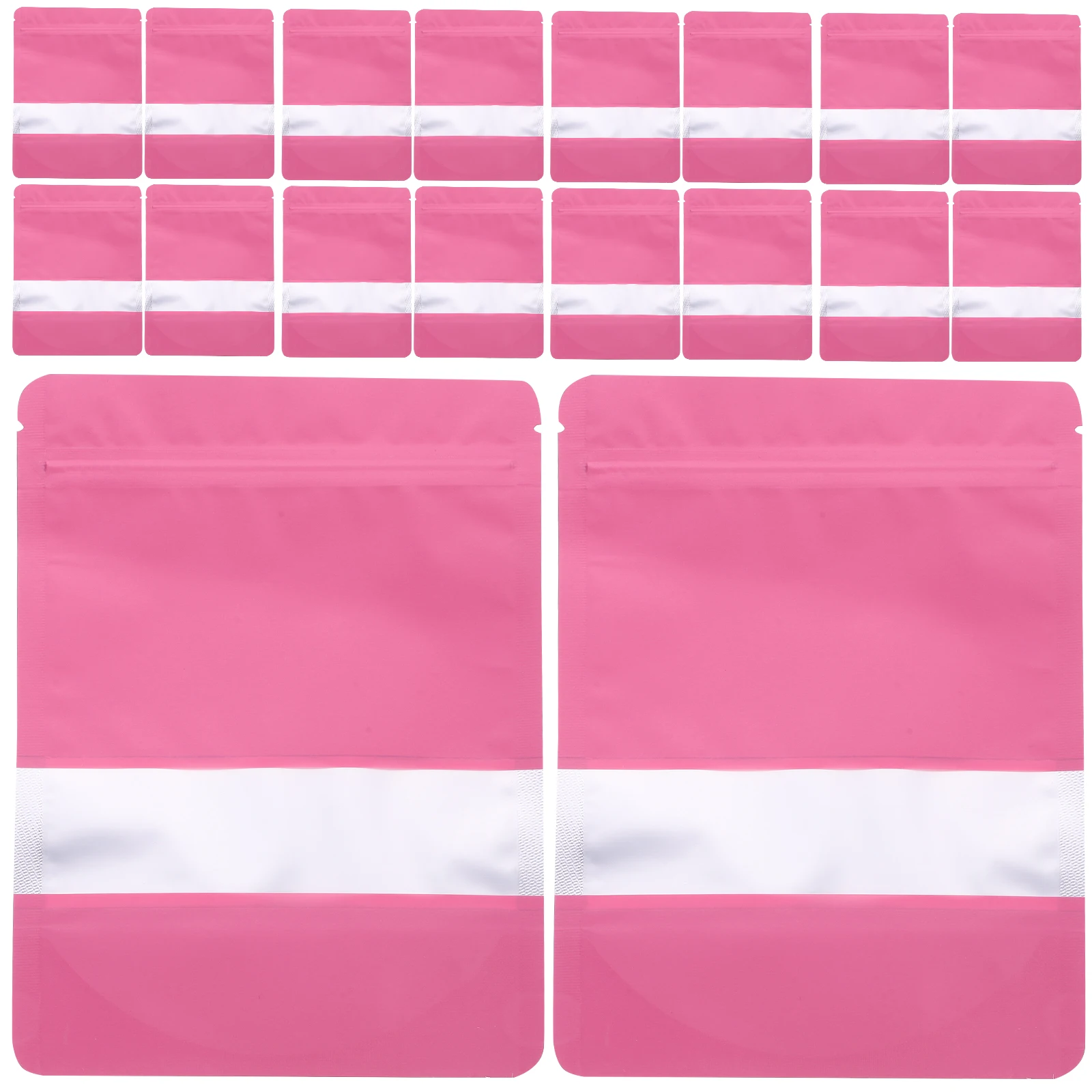 

50pcs Pink 14x20 Stand up Bag Self Sealing Food Storage Pouch Resealable Lightweight Portable Packaging for Snack Tea Coffee