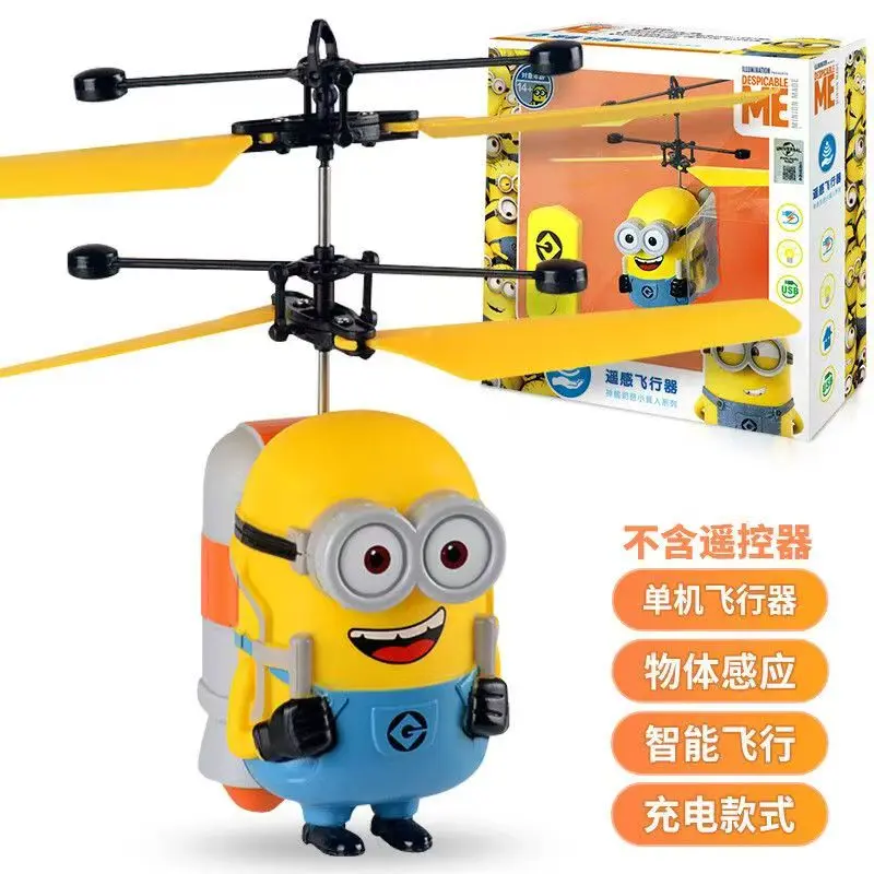 Authentic TOMY Minions Induction Aircraft Toy Electric Remote Control Aircraft Ornament Children's Day Gift