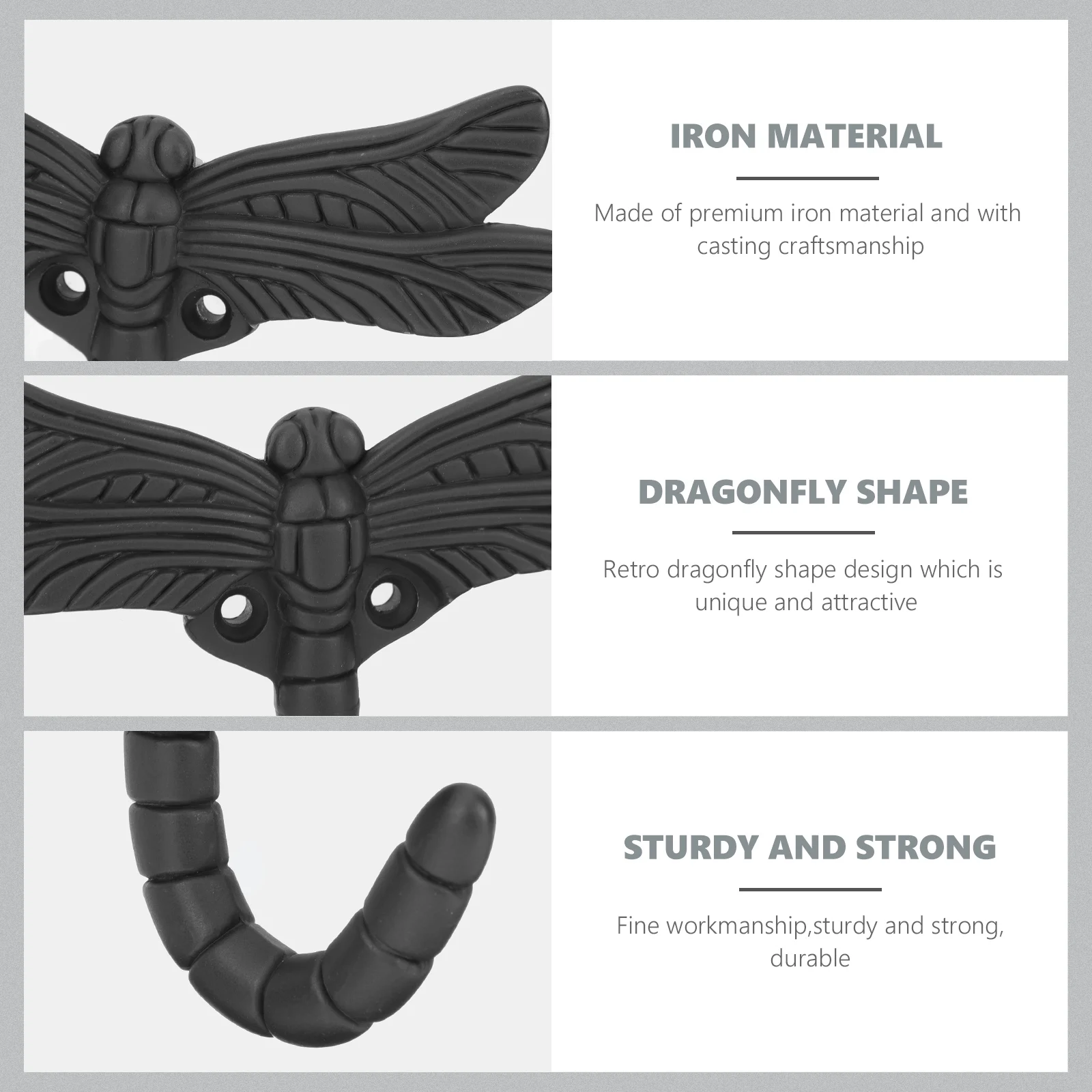 

Creative Wall Hooks Retro Dragonfly Design Sturdy Iron Material Decorative Coat Hook Home Decor Gift Multipurpose Hanging Hanger