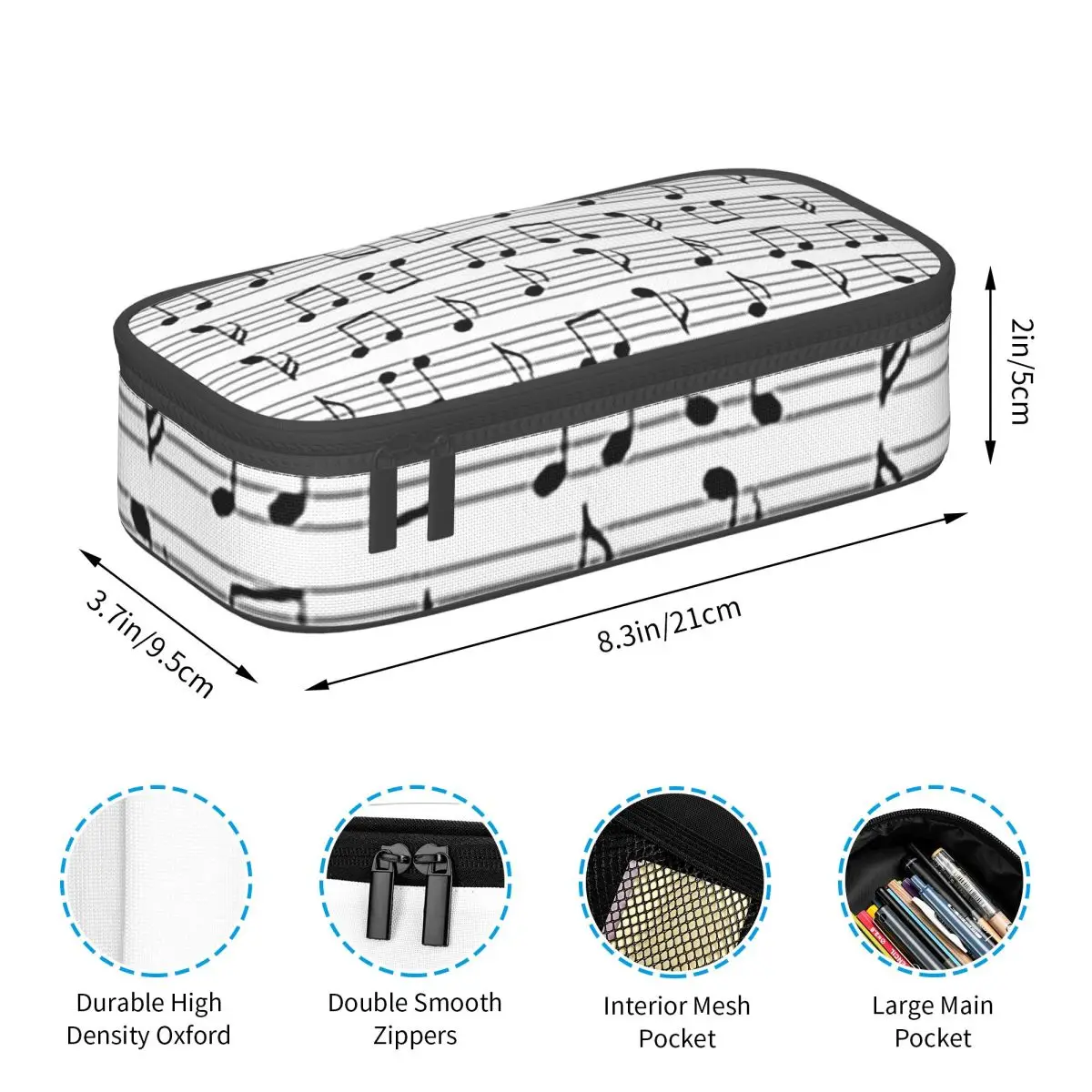Abstract Piano Keys With Musical Notes Pencil Cases Pen Holder Storage Stationery Supplies Pen Box Pencil Bag for Students