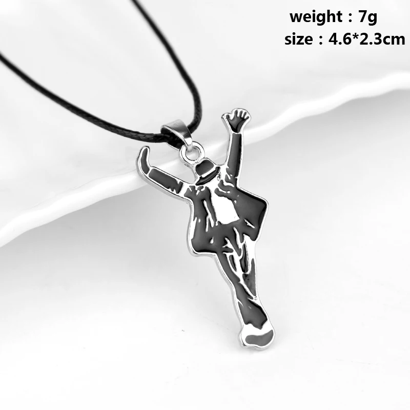 Classic Pop Star Singer MJ Necklace Dancing Michael Jackson Enamel Pendant Necklace For Fans Monumental Jewelry Accessories