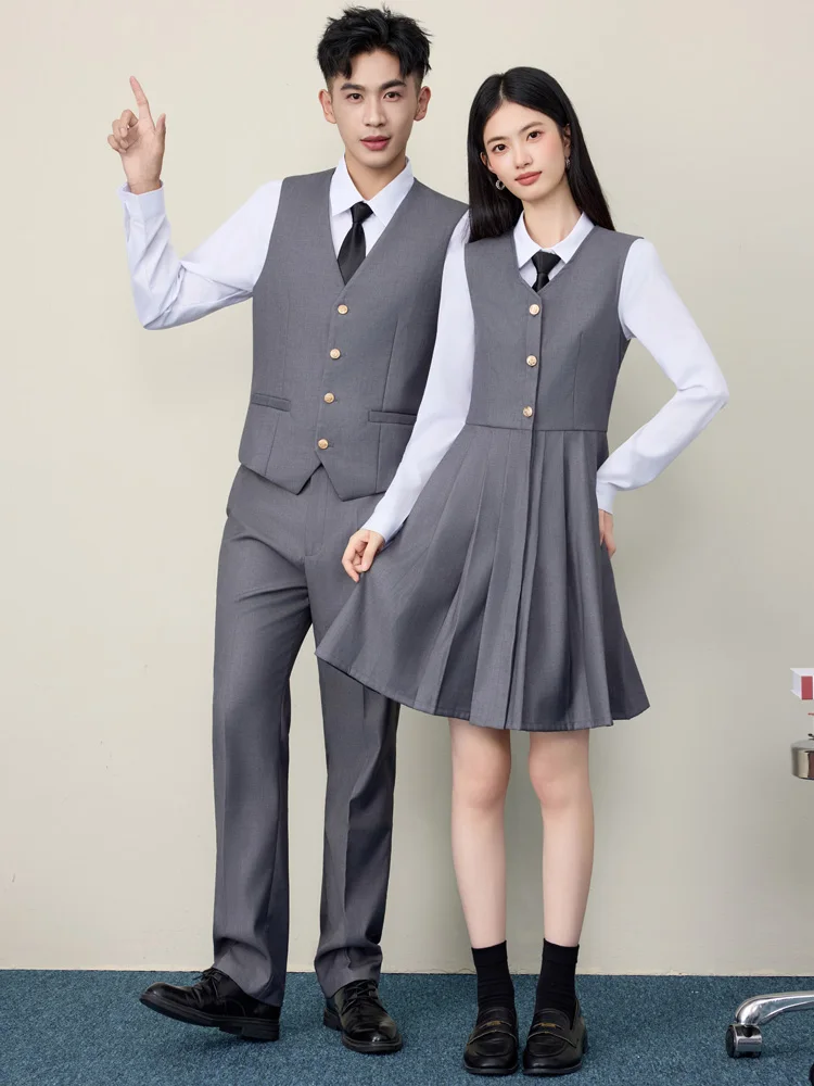 

Корейский комплект одежды Sle orm Jk: жилет и брюки для студентов колледжей, осенний сезон, эффект стройности