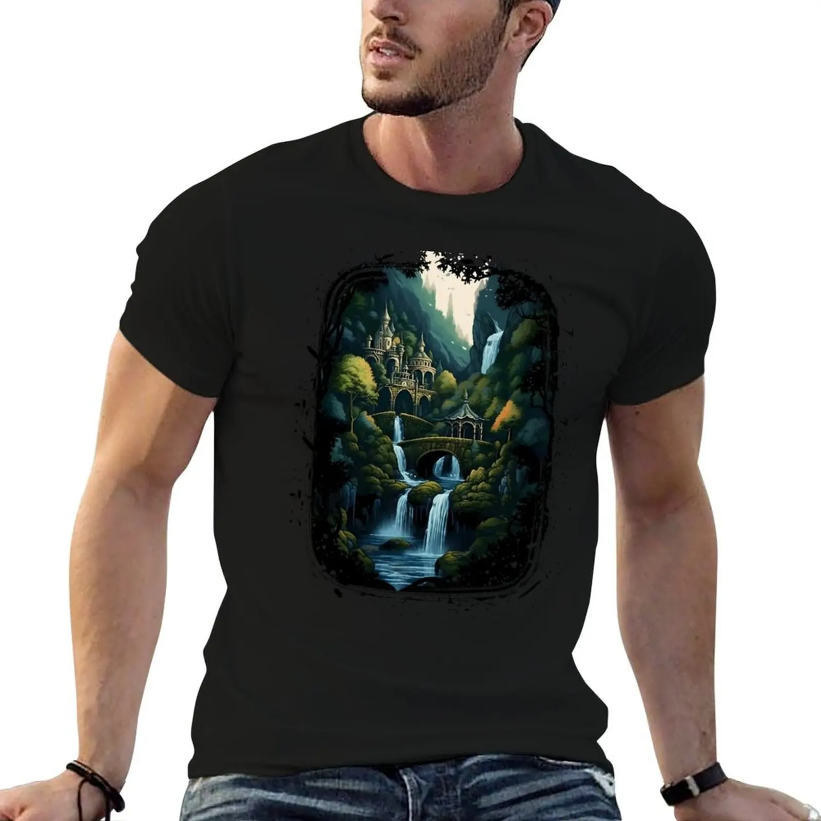 Valley Sanctuary - The Last Homely Home - Fantasy T-Shirt oversized graphic tee cotton graphic tees mens t shirts casual stylish