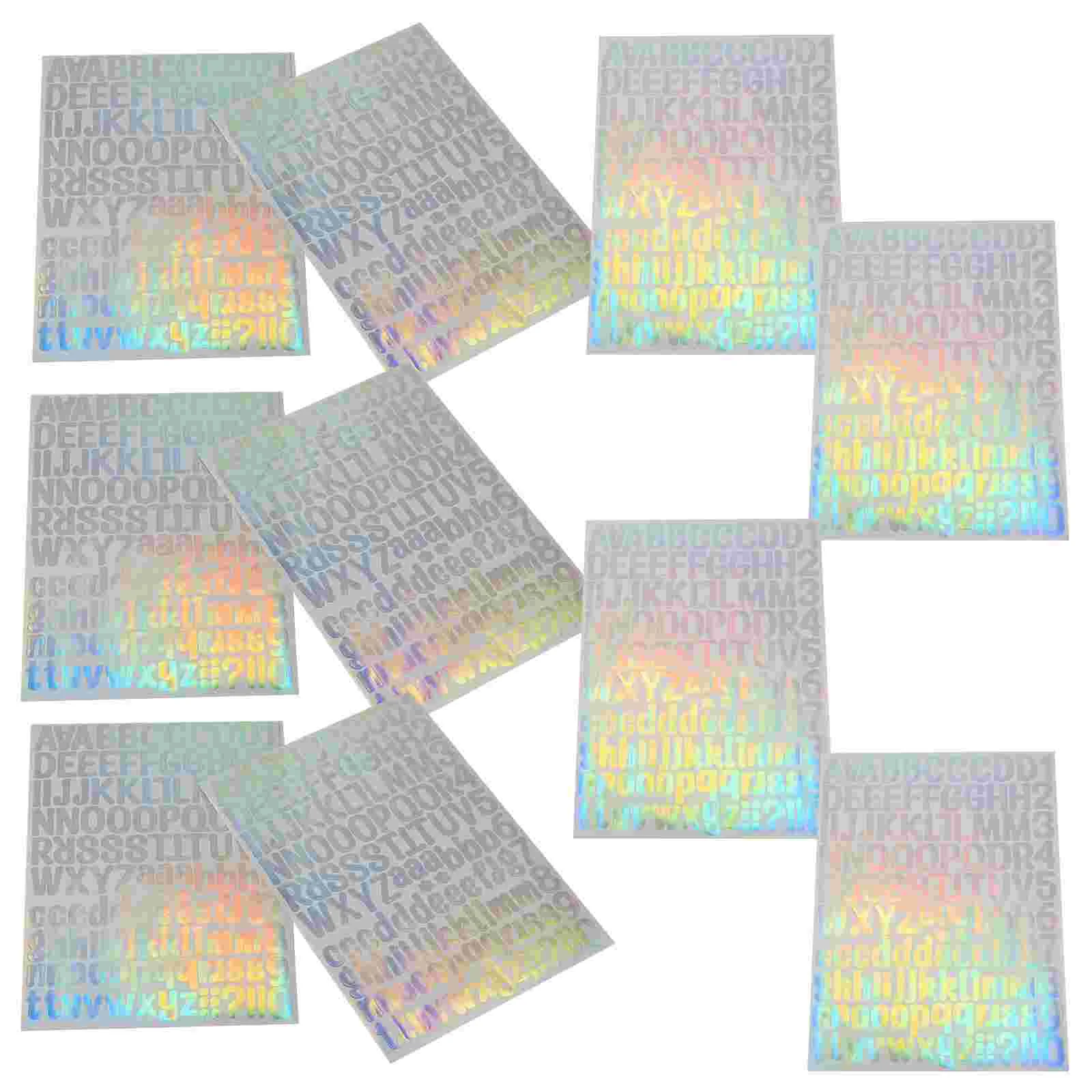 

10 Sheets Self-adhesive Waterproof Number Decals Letter Stickers Nail Alphabet Permanent