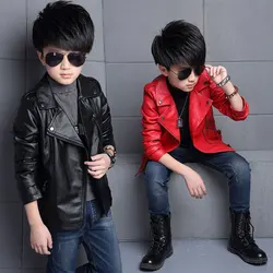 3 4 5 6 8 10 12 Years Spring Autumn Boys Leather Jacket Waterproof Zipper Fashion PU Children's Coat Birthday Gifts Kids Clothes