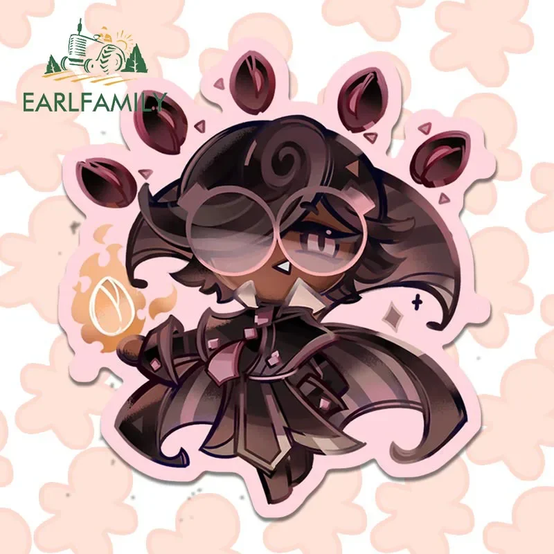EARLFAMILY 13cm x 11.8cm for Cookie Run Kingdom Espresso Cookie Car Stickers Cartoon Fashionable Decals Scratch-Proof Decor