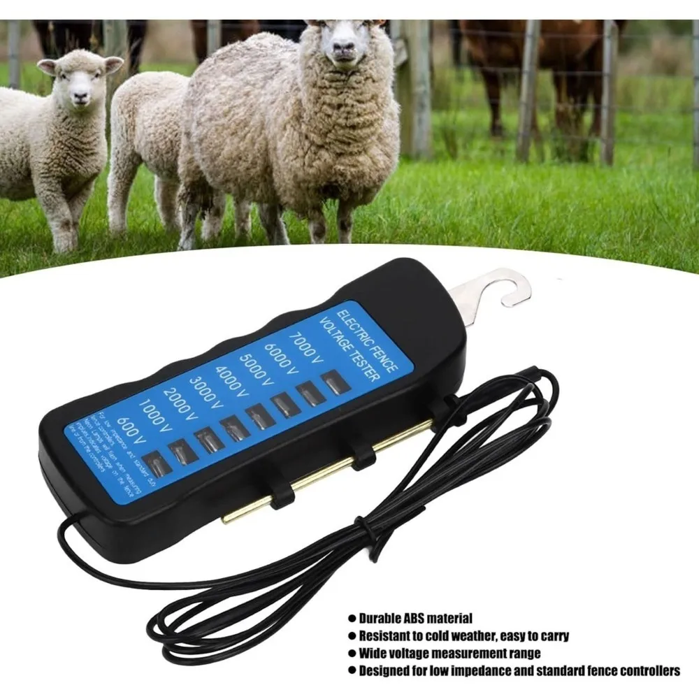 AB42-7000V Electric Fence Tester, Farm Fence Tension Meter, Multifunction Voltage Meter For Farm, Garden, Livestock Fences