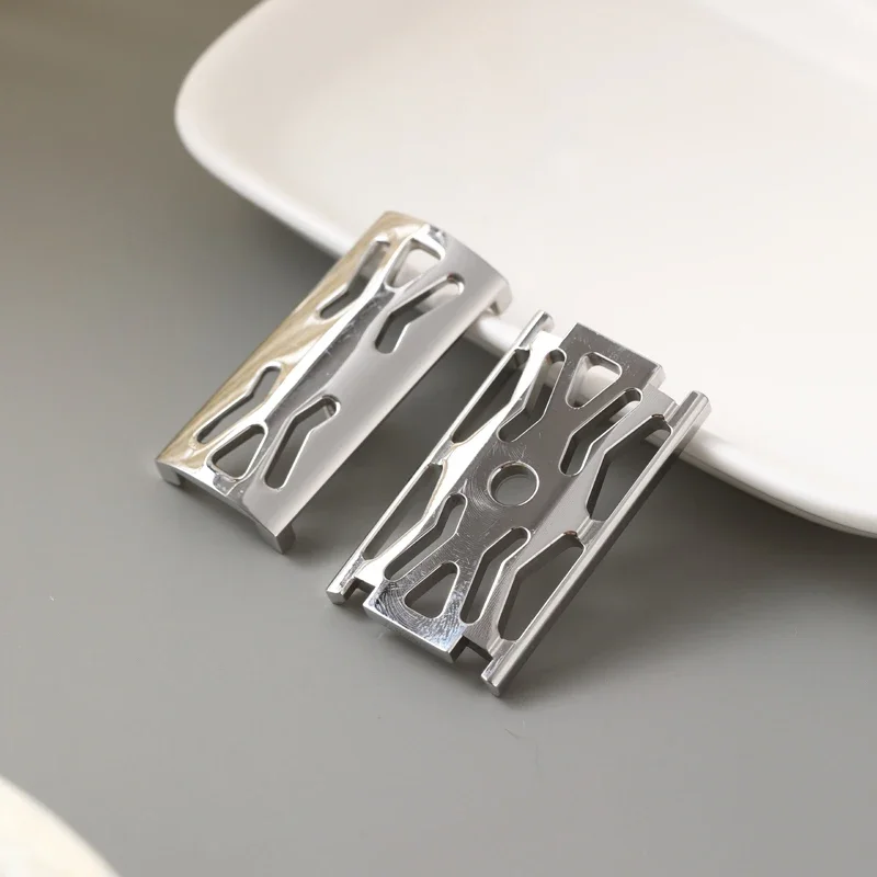 YAQI Minimalism Hollowed 316 Stainless Steel With 0.90mm Blade Gap Polished Vintage Safety Razor Head For Men Shaving Tool