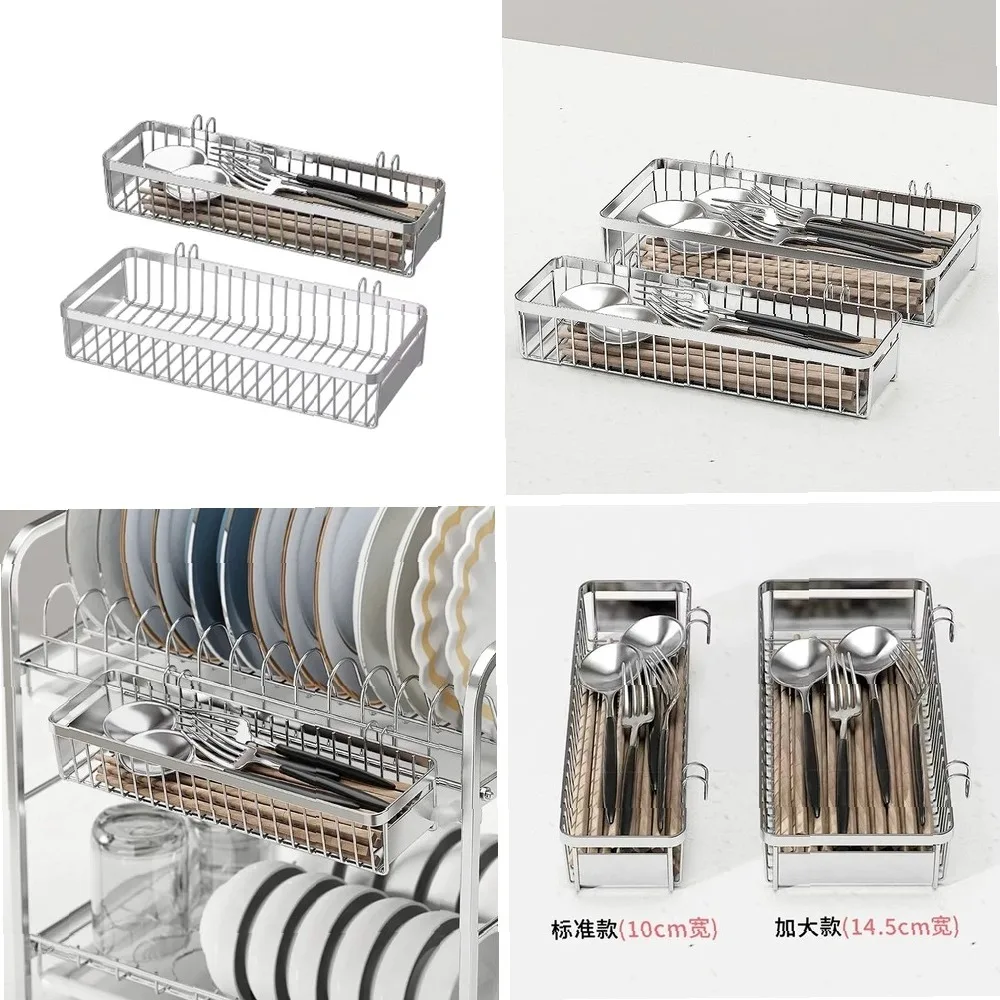 

304 Stainless Steel Hanging Cutlery Drainer Holder, Spoon Fork Chopsticks Storage Rack Kitchen Tool Organizer