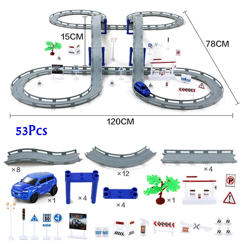 Railway Electric Racing Track Play Set Educational DIY Bend Flexible Race Track Road Transportation Building Toys For Children