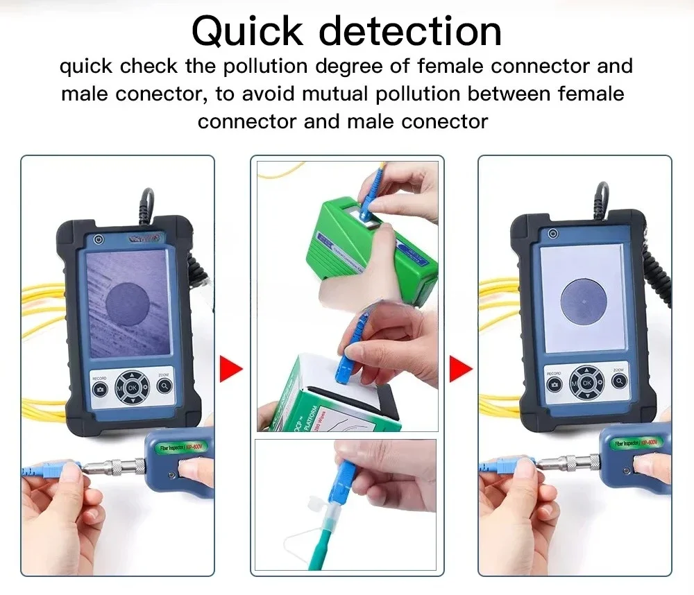Microscope Fiber Optic End Face Inspection 400 600 Tool UPC Polished Connector Detector