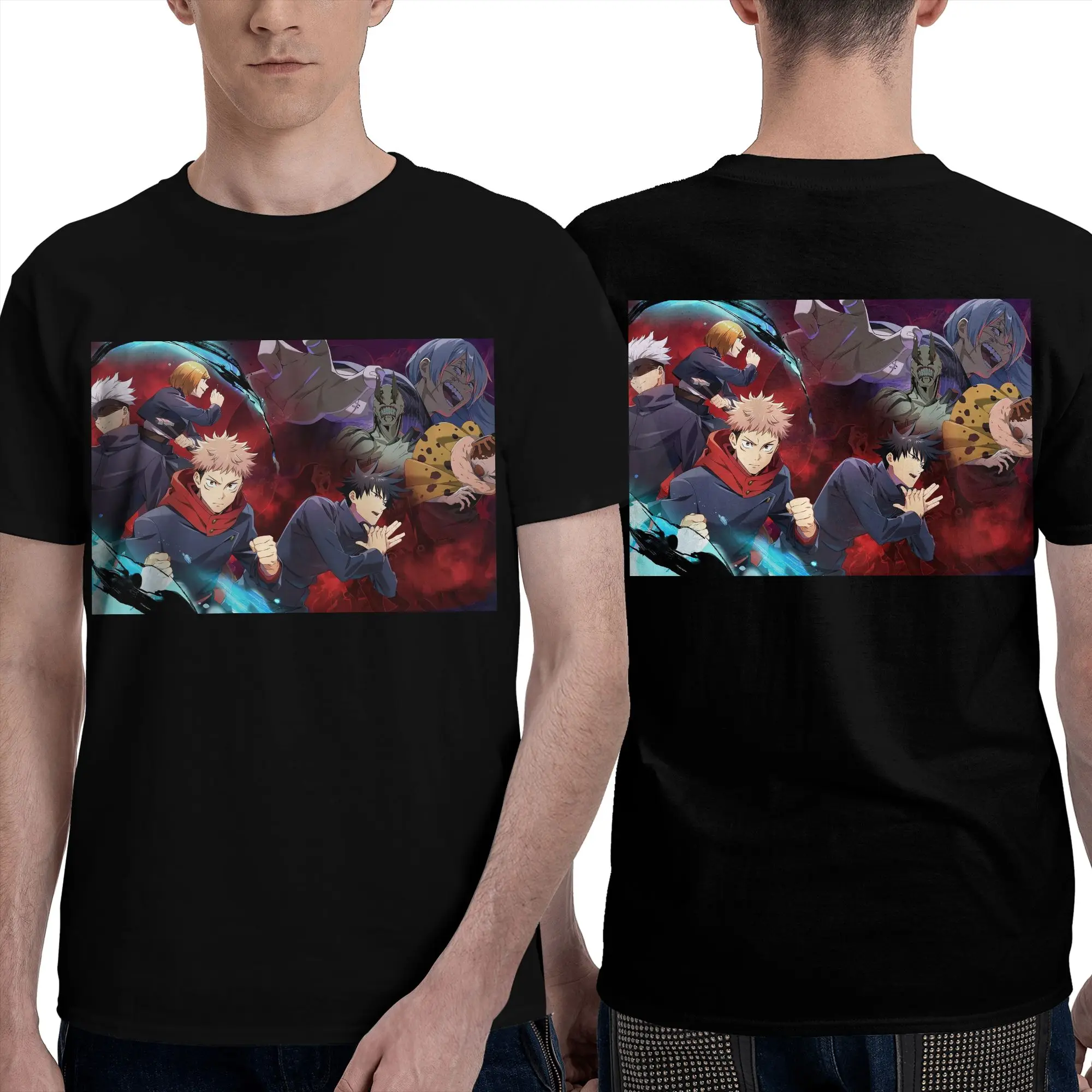 Megumi Besto Friendo Jujutsu Kaisen Sukuna Anime Men T-Shirt Double Sided Oversized T Shirts Men's Cotton Tees Short Summer Male