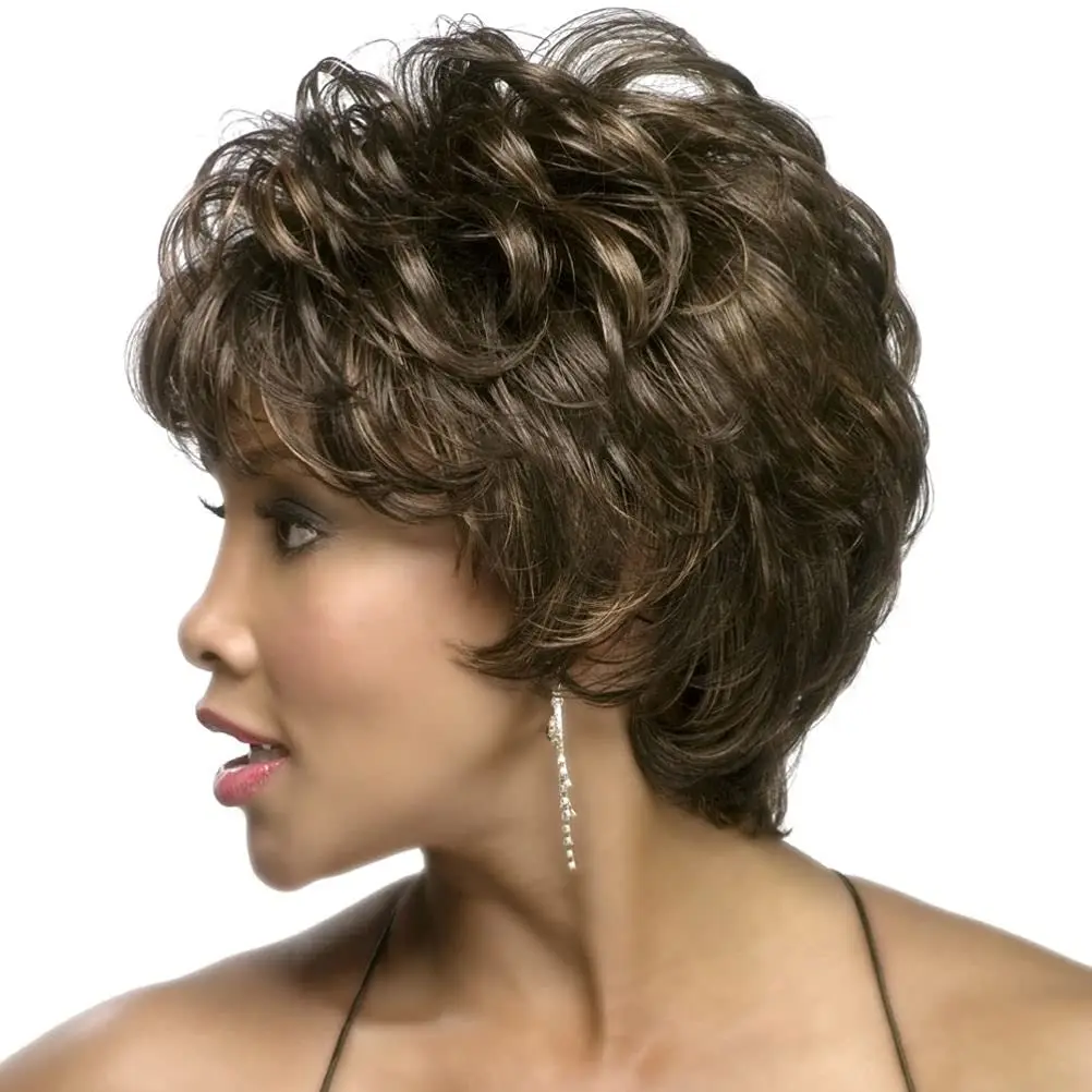 Short Curly Syntheic Wig Natural Short Haircuts for Women Synthetic Short Wigs Black Brown Wig For Women