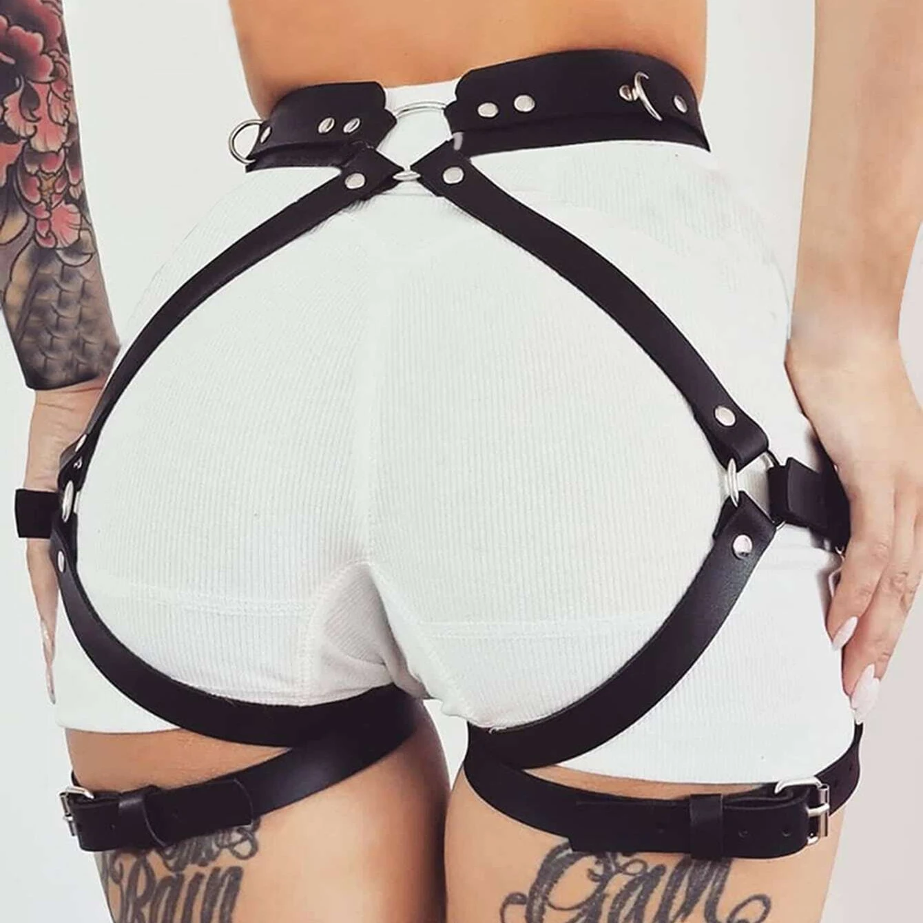 Women Sexy Thigh Garter Leather Lingerie Bdsm Bondage Leg Harness Gothic Fetish Clothing Exotic Accessorie Festival Rave Outfit