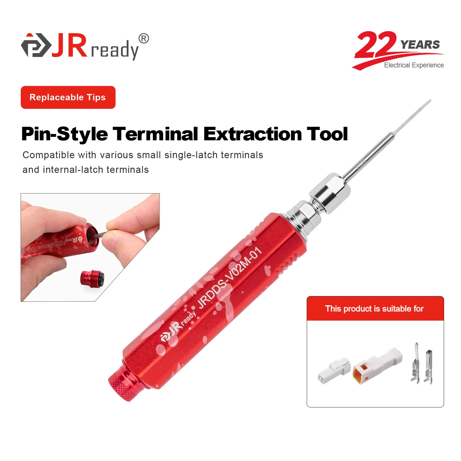 

JRready JRDDS-V02M-01 Pin-Style Terminal Extraction Tool​ Suitable for small single-spring terminals/internal spring connectors
