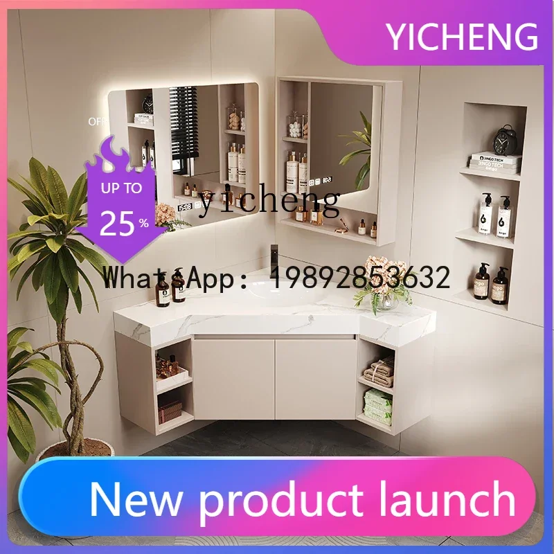 

Y1 Smart Bathroom Cabinet Set Triangle Rock Slab Washbasin Cabinet Wall Corner Cabinet