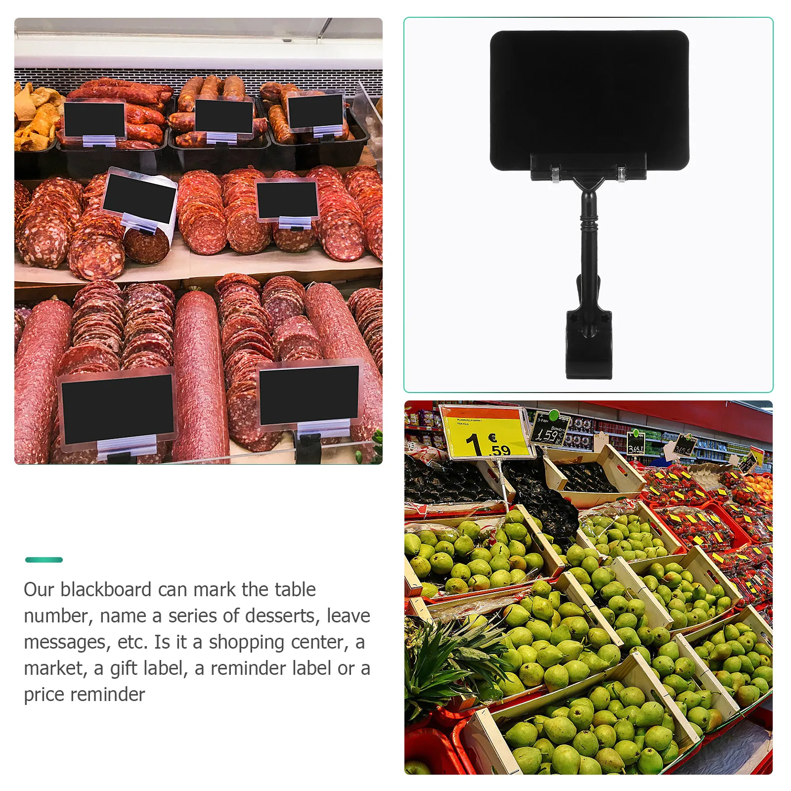 3Pcs Price Tag Clips Chalkboard Sign Board Multipurpose Display Stand for Market Party Advertising Label Holder Price Label Rack