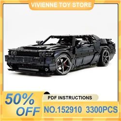 MOC-152910 Black Demon Hellcat GT Super Sports Car Building Blocks 1:8 Technical Vehicle Brick Puzzle Toy Christmas Gfit For Kid