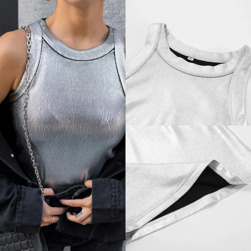 

Sexy Women's Tank Top Off Shoulder O-Neck Solid Ribbed Knitted Fashion Elegant Vest Basic Camisole Elastic Sleeveless Shirt New