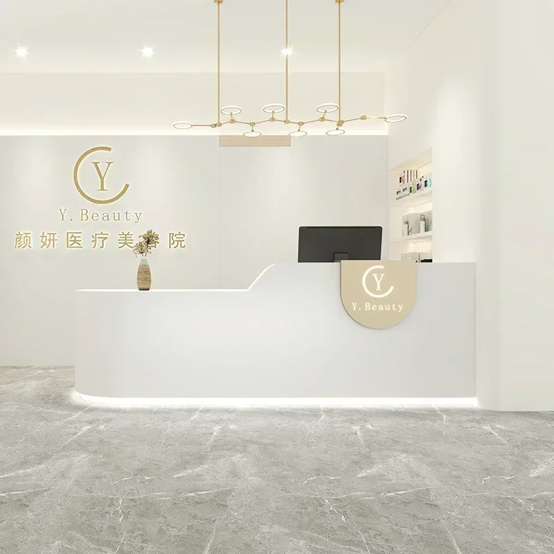 Premium Versatile Top Quality Custom Made Size  Reception Desk Beauty Salon Design, With Monitor Customer Reception Desk