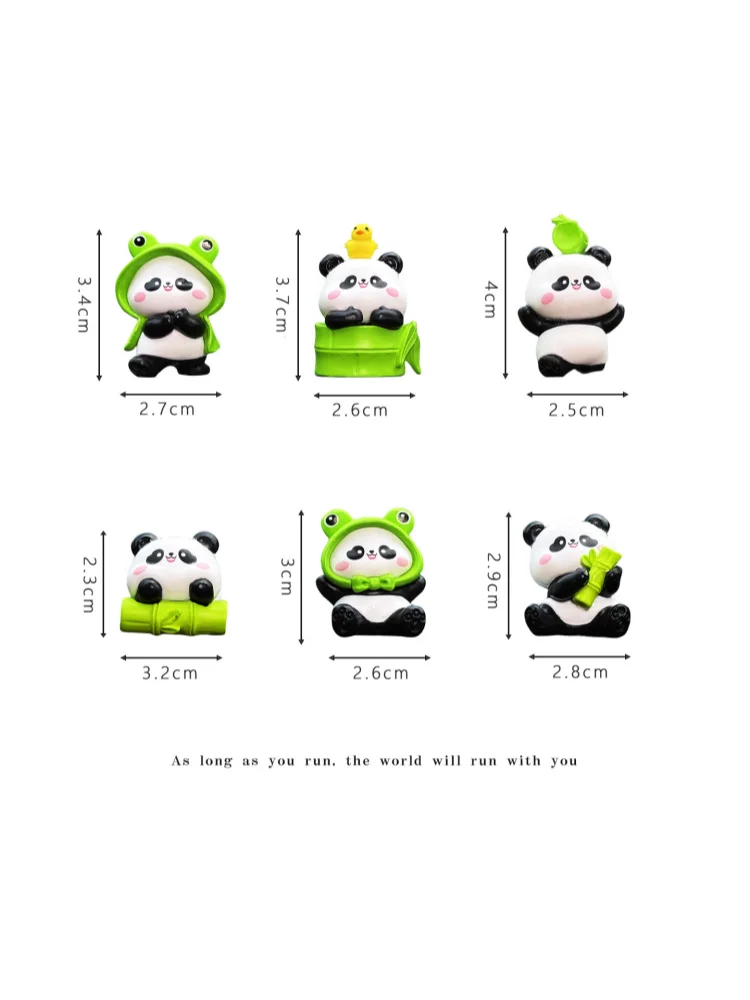 6 Stück Kawaii Panda Auto-Armaturenbrett-Figuren, Niedliche Harz-Mini-Ornamente, Innendekoration, Schreibtisch- und Heimdekoration, Geschenk für Frauen, SUV, Auto – Detail 17