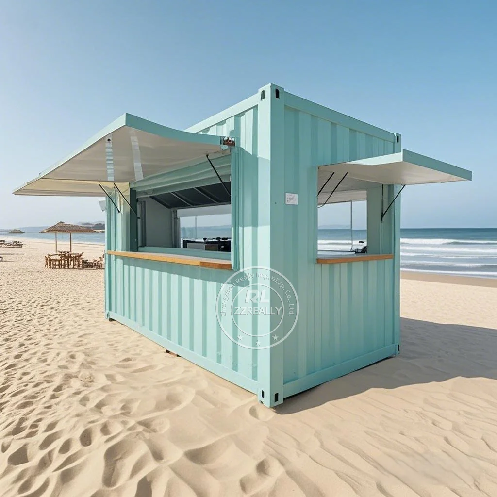 Recipiente móvel quadrado de 20 pés, edifícios de loja, designer de restaurante, quiosque de fast food, pré-fabricado, design de bar interno para venda