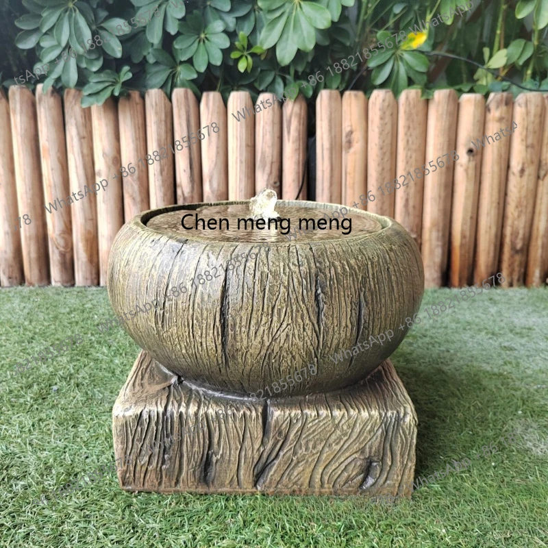Wood grain upper and lower combined simple indoor and outdoor courtyard garden art scene, fountain ornament