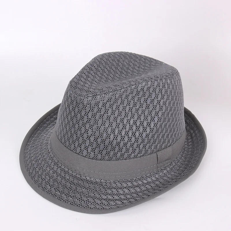 Fedoras de malha respirável masculino, chapéu-coco adulto, versão clássica, verão