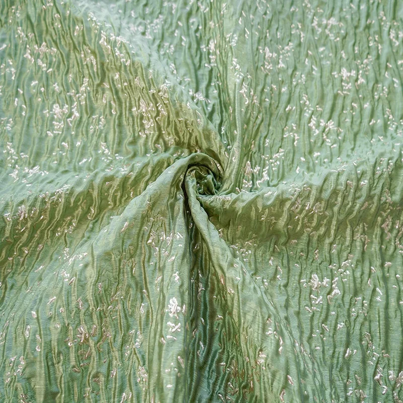 Embossed Yarn Dyed Jacquard Fabric Green Stiff Women\'s Dress Bags Diy Sewing Fabric 50cmx135cm