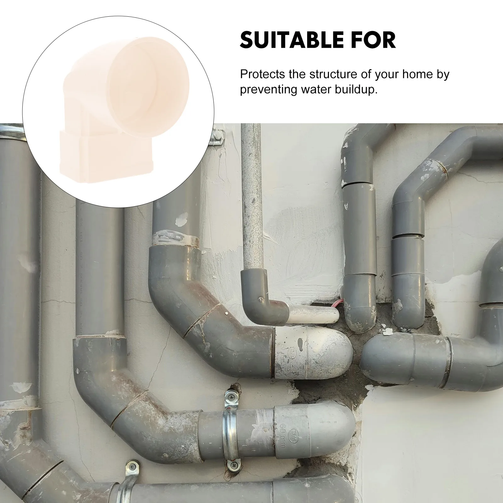 Conector de calha redonda quadrada, tubo universal de conector de calha plana para sistema de drenagem de telhado, material resistente