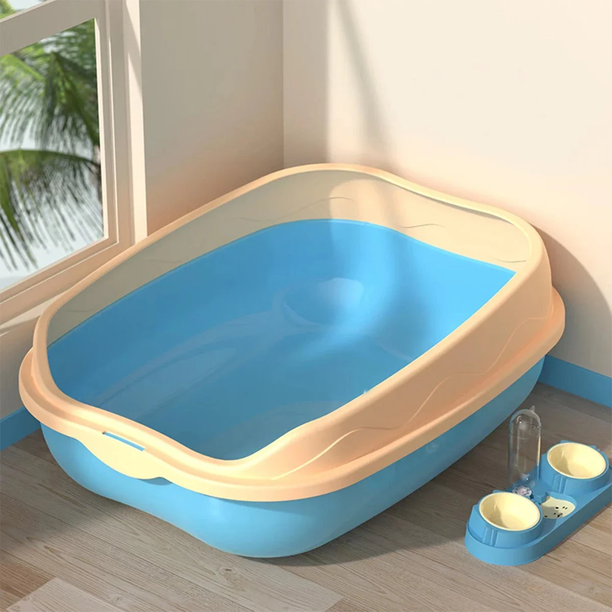 Cat Litter Box Portable Bedpan Removable Semi Closed Kitty Litter Pan Potty Toilet for Rabbit Medium Large Cats Small Animals