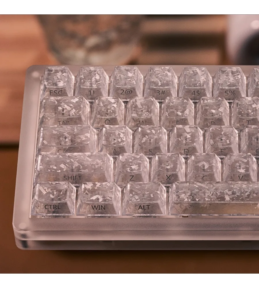 

Keycap Ice carbon texture Light transmission Customized magnetic axis Mechanical keyboard Original height Black and white/carbon