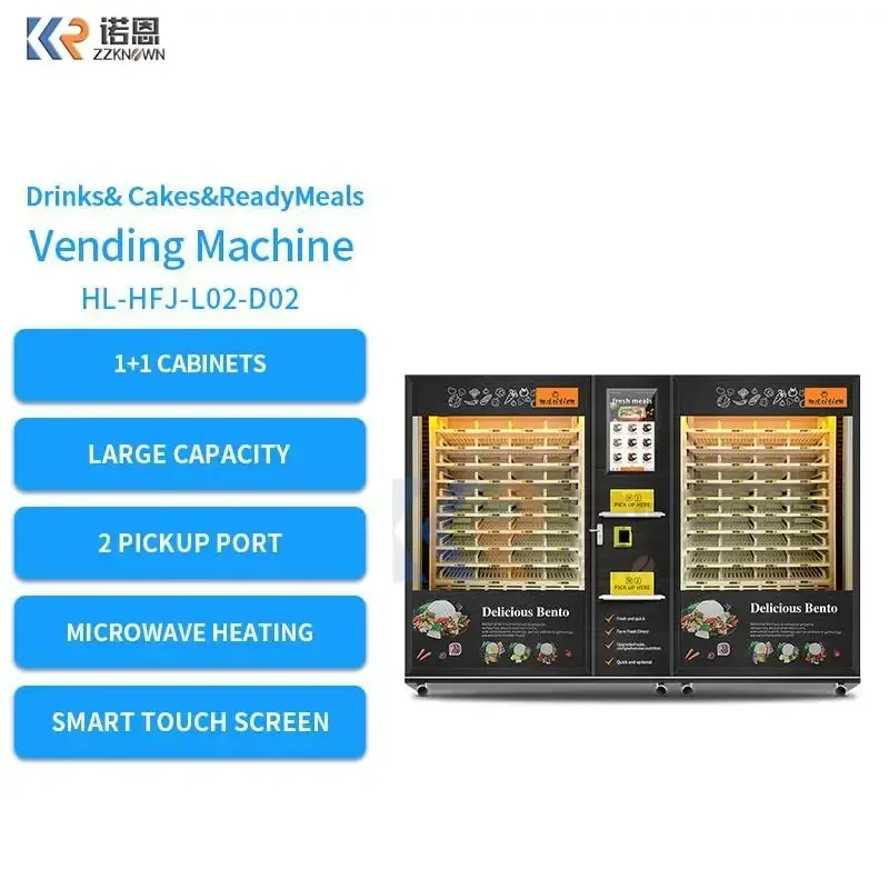 Hot SalesHot SalesHot SalesLarge Capacity 2 Cabinets Hot Food Vending Machine With Microwave Heating And Smart Touch Screen