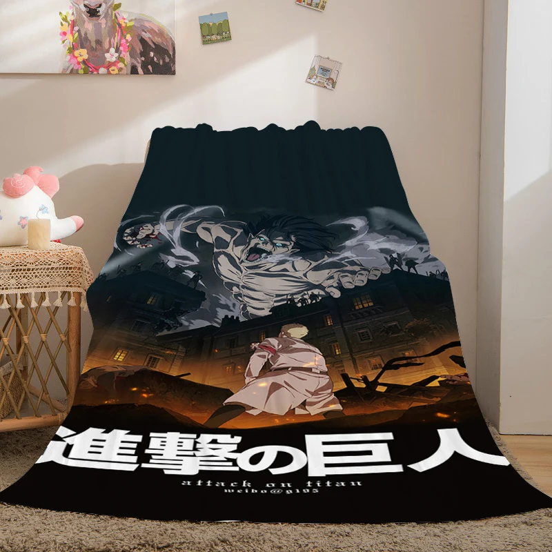 Anime Blanket Sofa Winter A-Attack on A-Titan Warm Bed Fleece Camping Custom Nap Home Fluffy Soft Blankets Microfiber Bedding