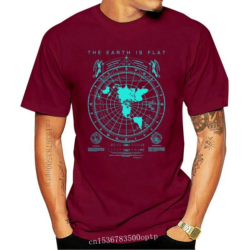 New Flat Earth Map T-Shirt Earth Is Flat, Firmament, Lies, 2021 World Order Family Tee Shirt For Men Euro Size Tops