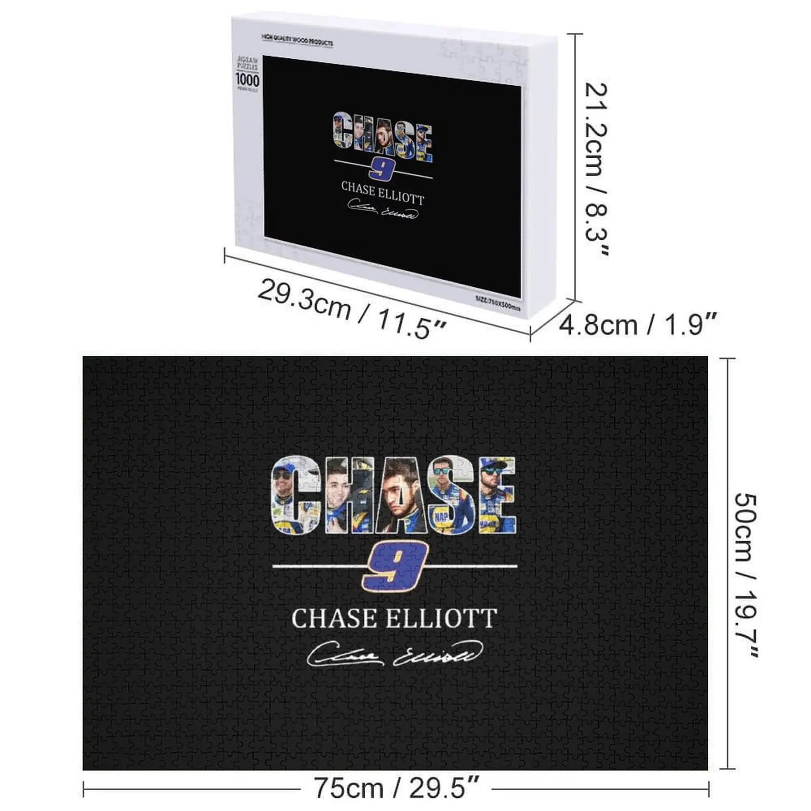 هدايا Chase 9 Chase Elliott Signature للمعجبين، للرجال والنساء، أحجية الصور المقطوعة هدية عيد الميلاد